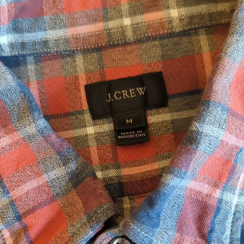 J. Crew Men's Red and Blue Plaid Button Down Shirt - Picture 3 of 8